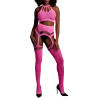 Ouch! Glow Ensemble Bustier Dos nu et Porte-Jarretelles 2 Pièces Rose Fluo